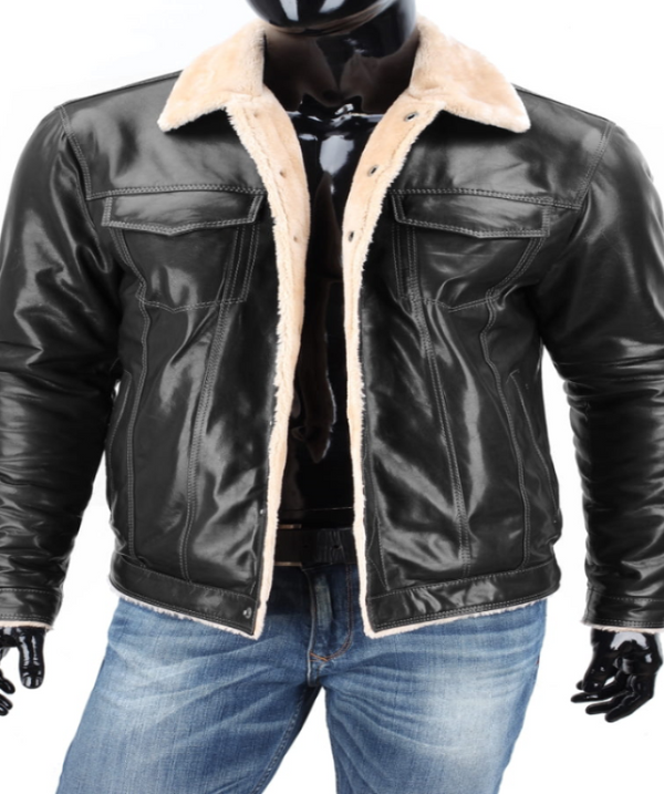 Mens Black Sheepskin Leather B3 Bomber Jacket