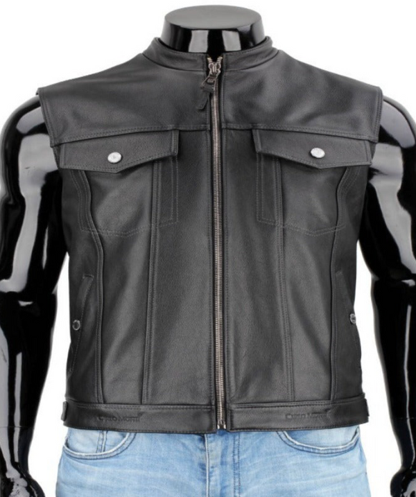 Charcoal Grey Real Leather Vest for Men