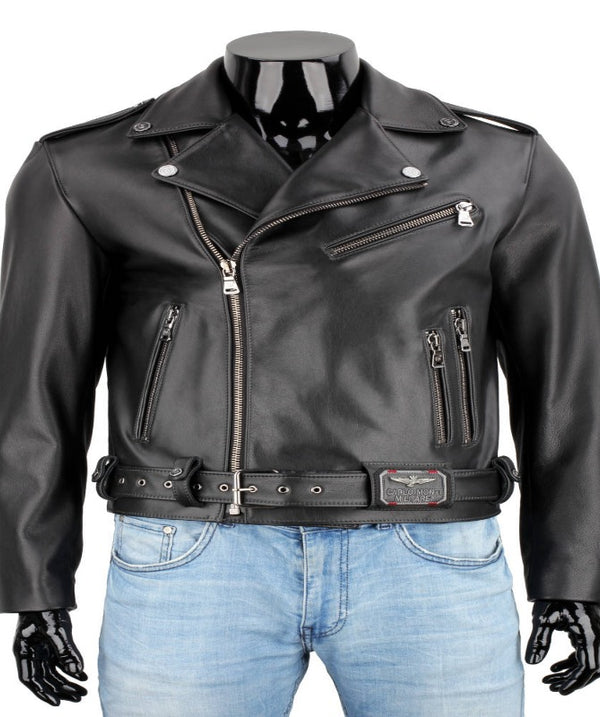 Genuine Lambskin Leather Stylish Black Biker Jacket for Men