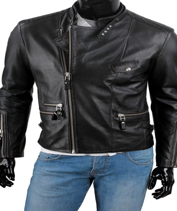 Mens Real Lambskin Leather Riding Jacket