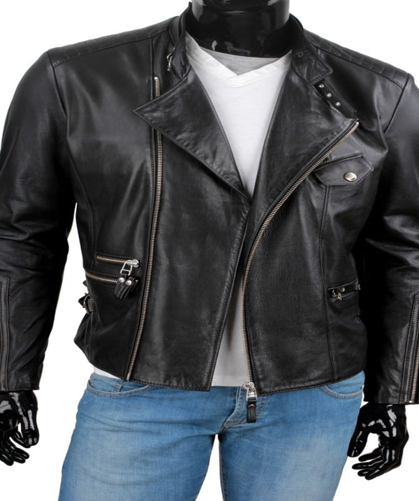 Mens Real Lambskin Leather Riding Jacket