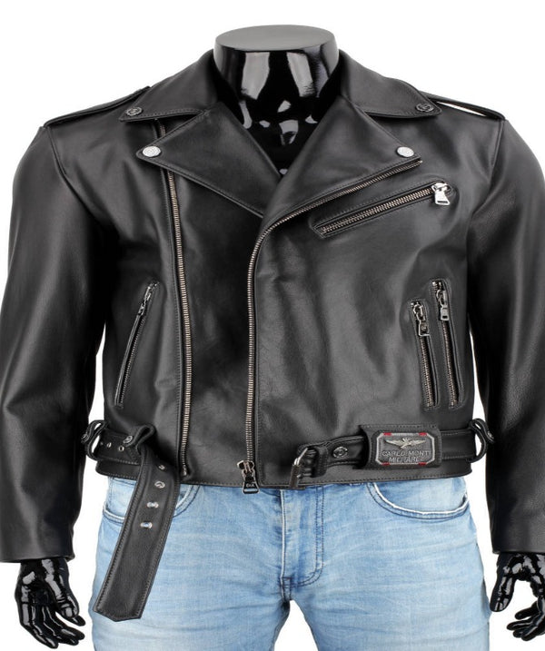 Genuine Lambskin Leather Stylish Black Biker Jacket for Men