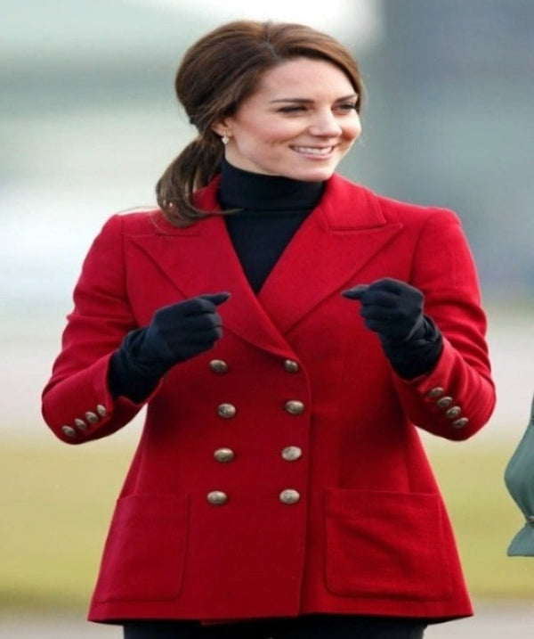 Princess Kate Middleton Red Double Breasted Wool Blazer