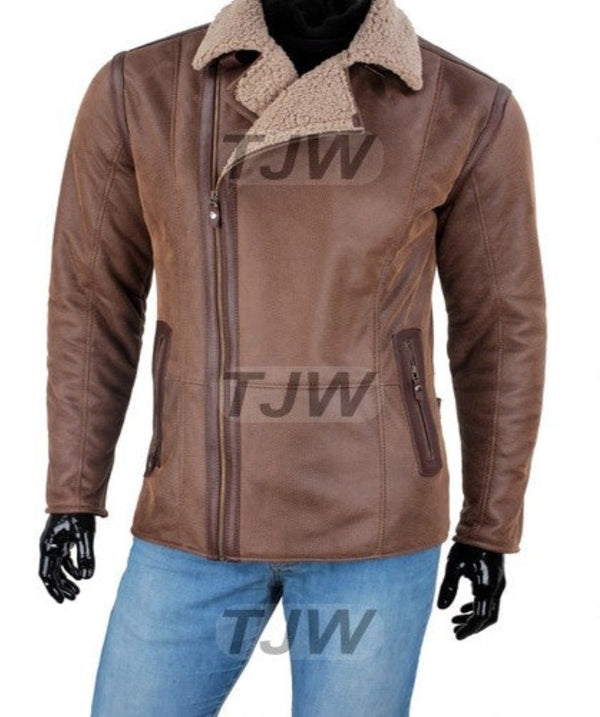 Mens Brown Sheepskin Shearling Jacket