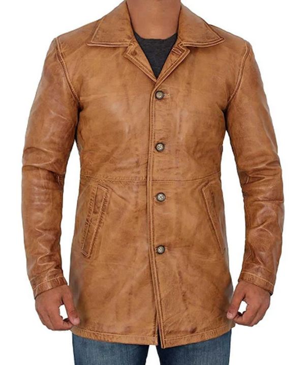 Mens Brown Leather Coat